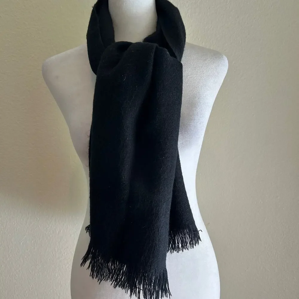 Black Acrylic Scarf Tassel Fringe Solid Wrap Shawl Neck Warmer Unisex Winter OS